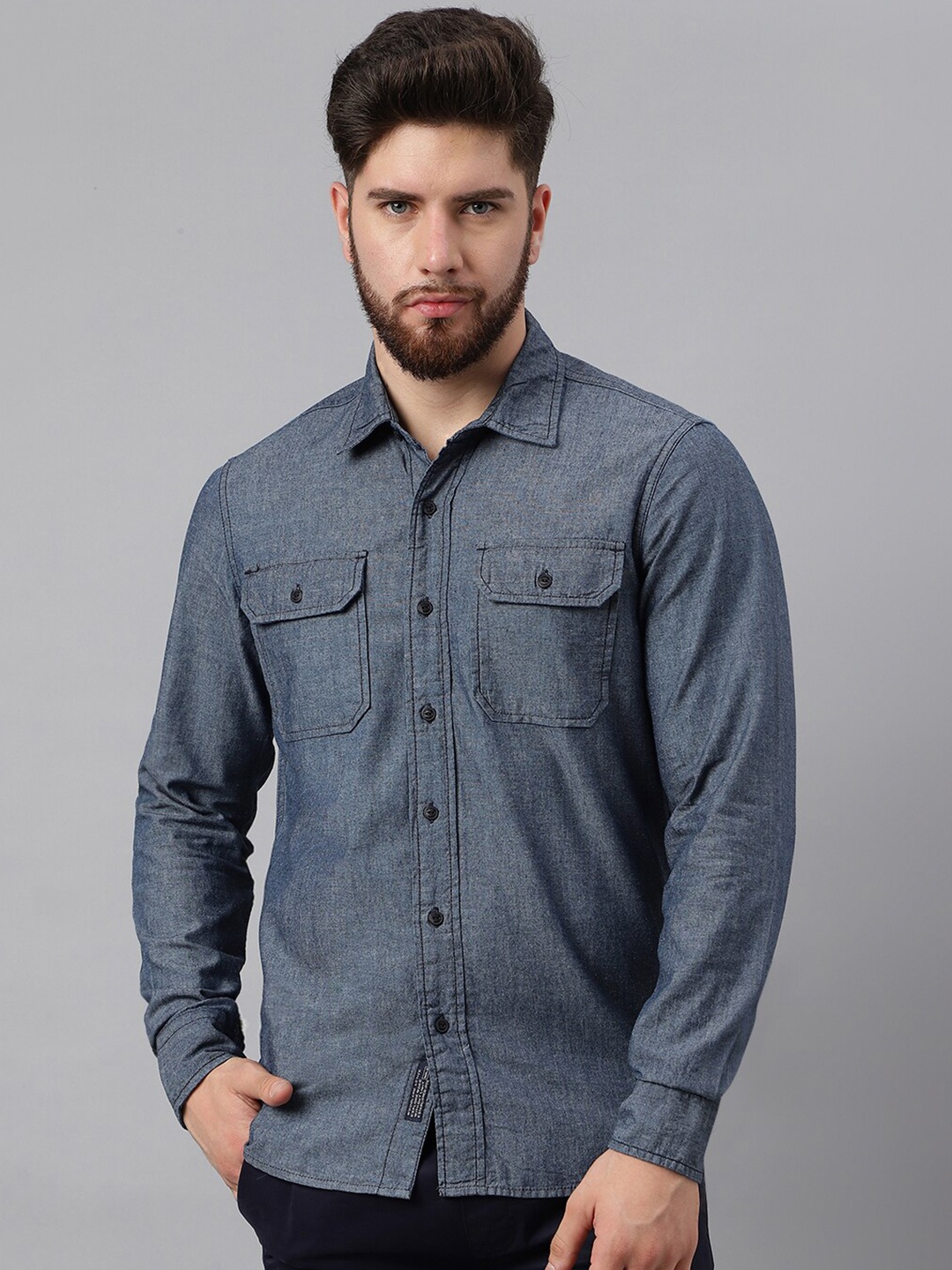 

Woodland Oxford Weave Pure Cotton Casual Shirt, Blue