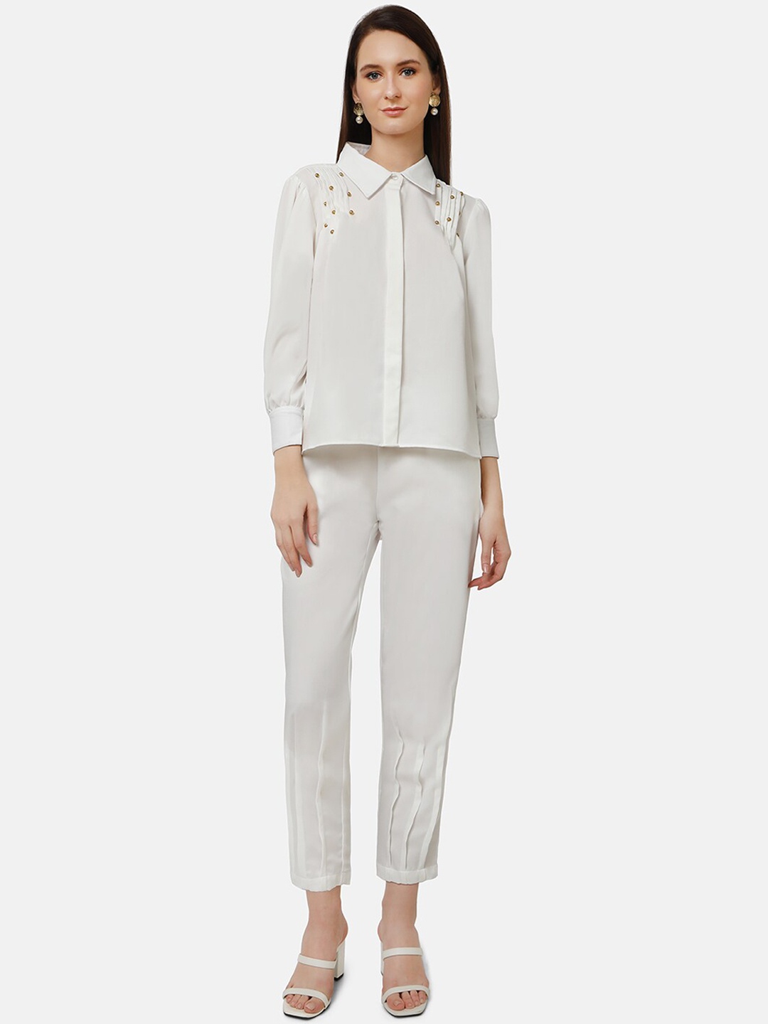 

Ashtag Self-Designed Shirt & Trousers Co-Ords, White