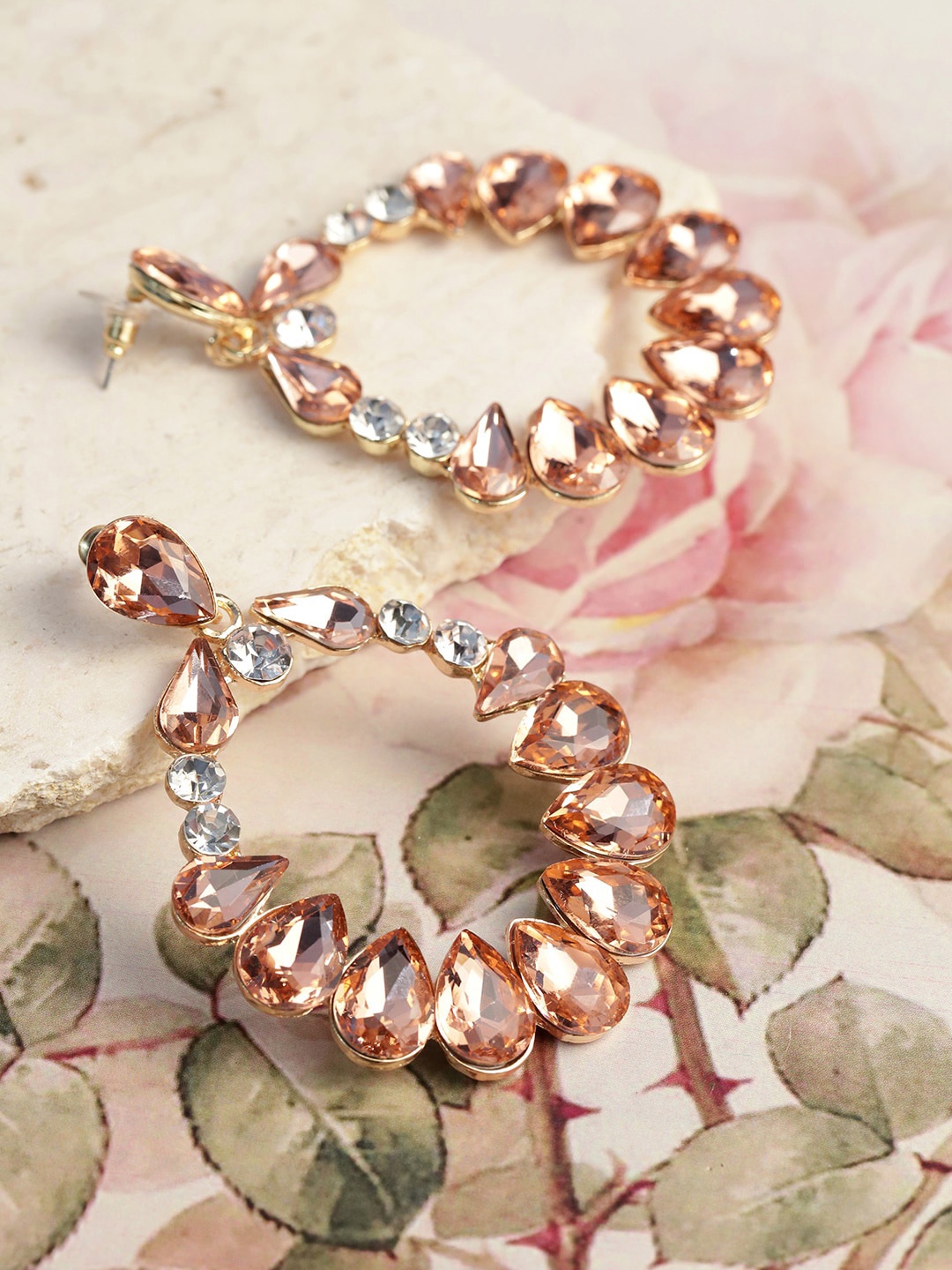 

DressBerry Peach-Coloured Gold-Plated Contemporary Drop Earrings
