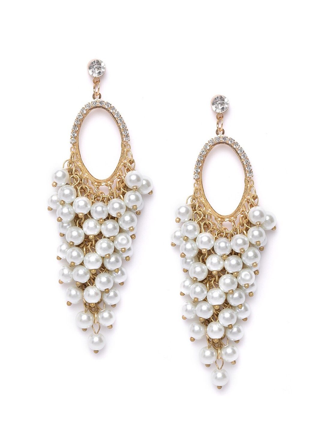 

DressBerry White Gold-Plated Contemporary Drop Earrings
