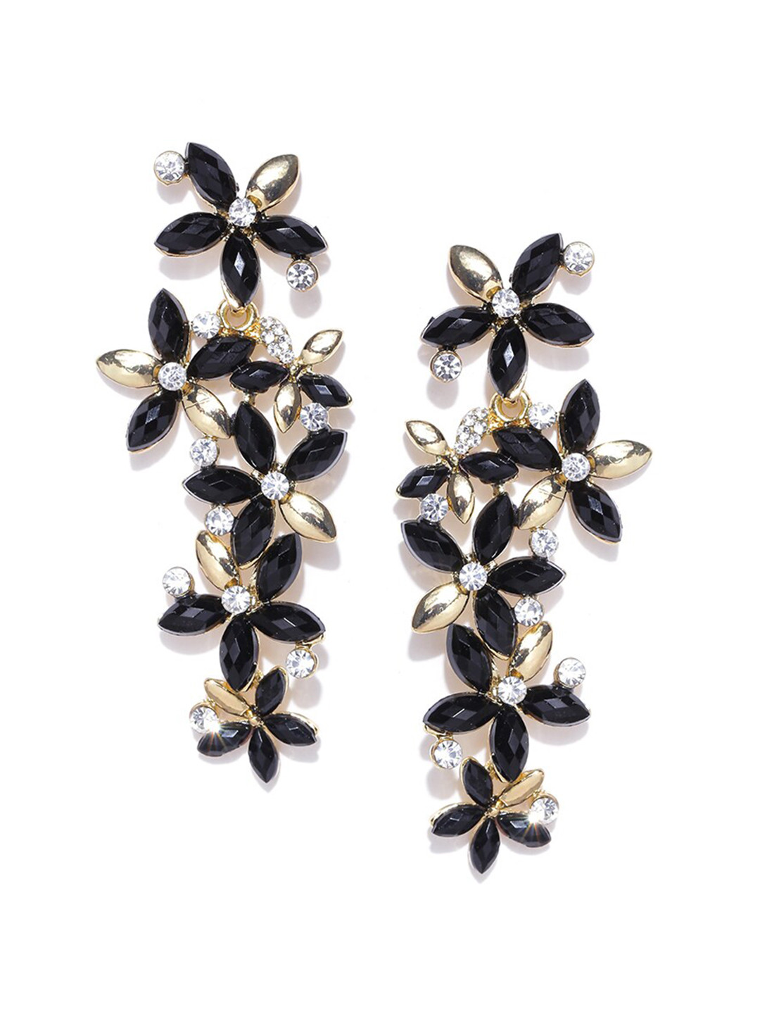 

DressBerry Black Gold-Plated Contemporary Drop Earrings
