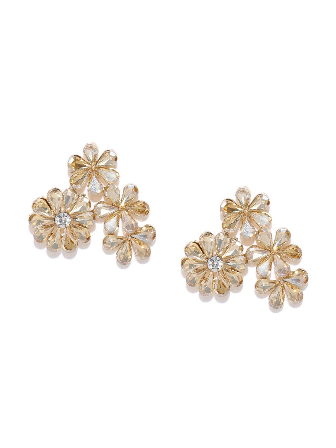 

DressBerry Gold-Plated Artificial Stones Contemporary Studs Earrings