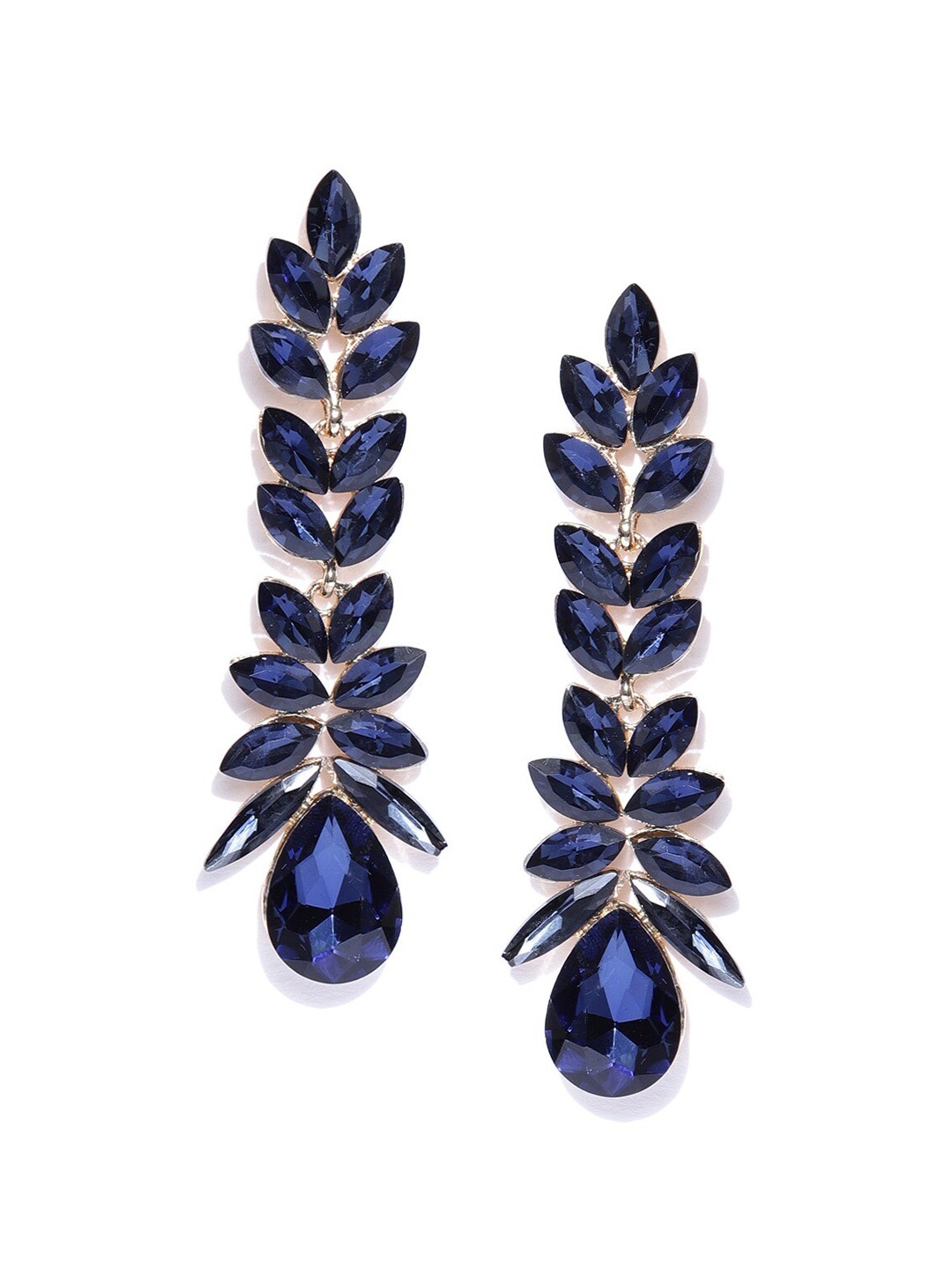 

DressBerry Gold-Toned & Navy Blue Gold-Plated Contemporary Drop Earrings