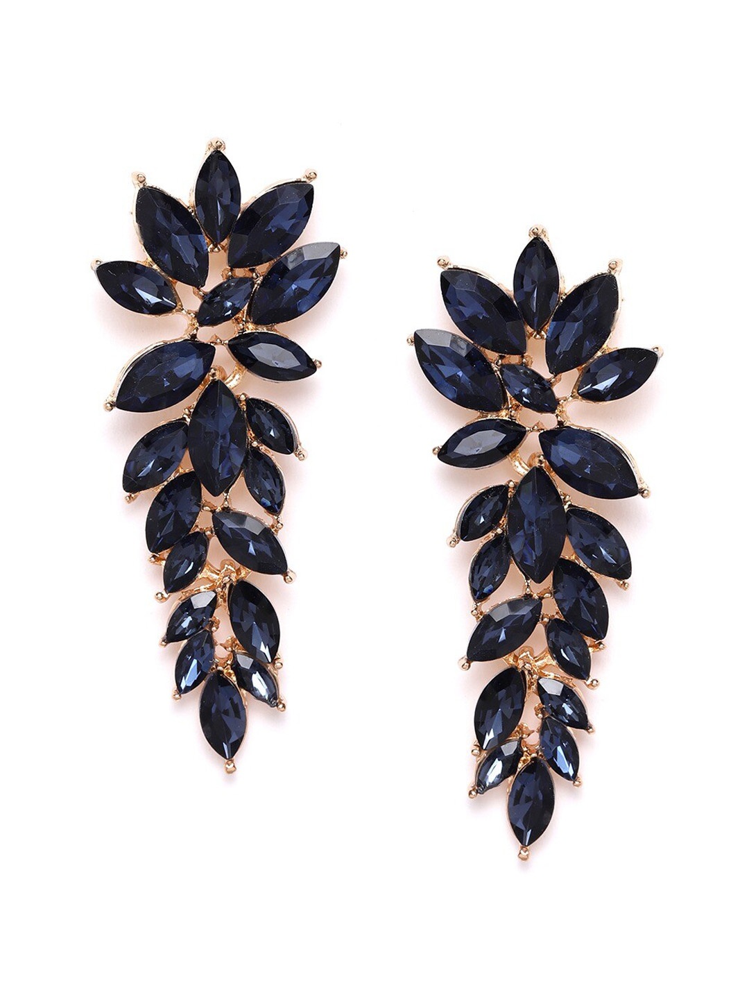 

DressBerry Navy Blue Gold-Plated Contemporary Drop Earrings