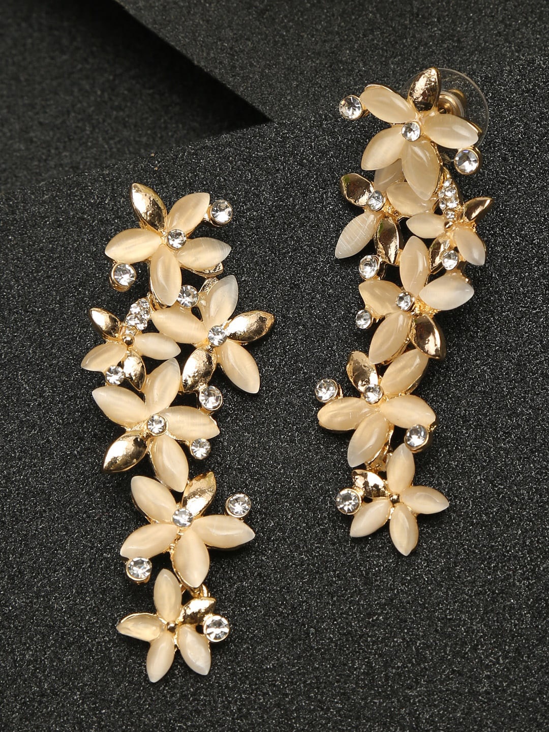 

DressBerry Gold-Plated & Peach Floral Drop Earrings