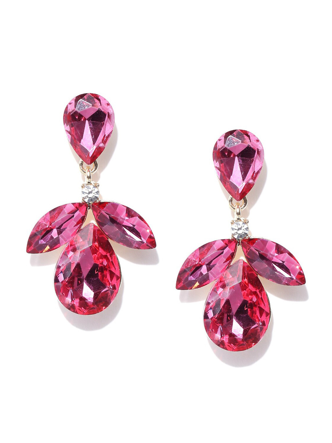 

DressBerry Gold-Plated Teardrop Shaped Stone Studded Drop Earrings