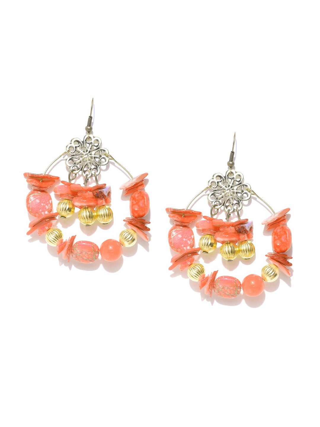 

DressBerry Orange Gold-Plated Beaded Drop Earrings