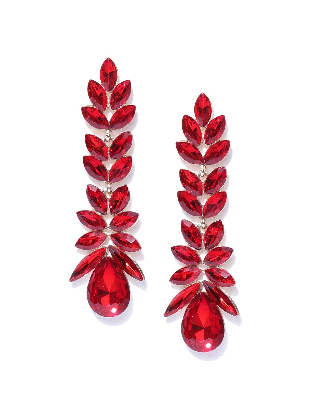 

DressBerry Gold-Plated And Red Artificial Stones Contemporary Drop Earrings