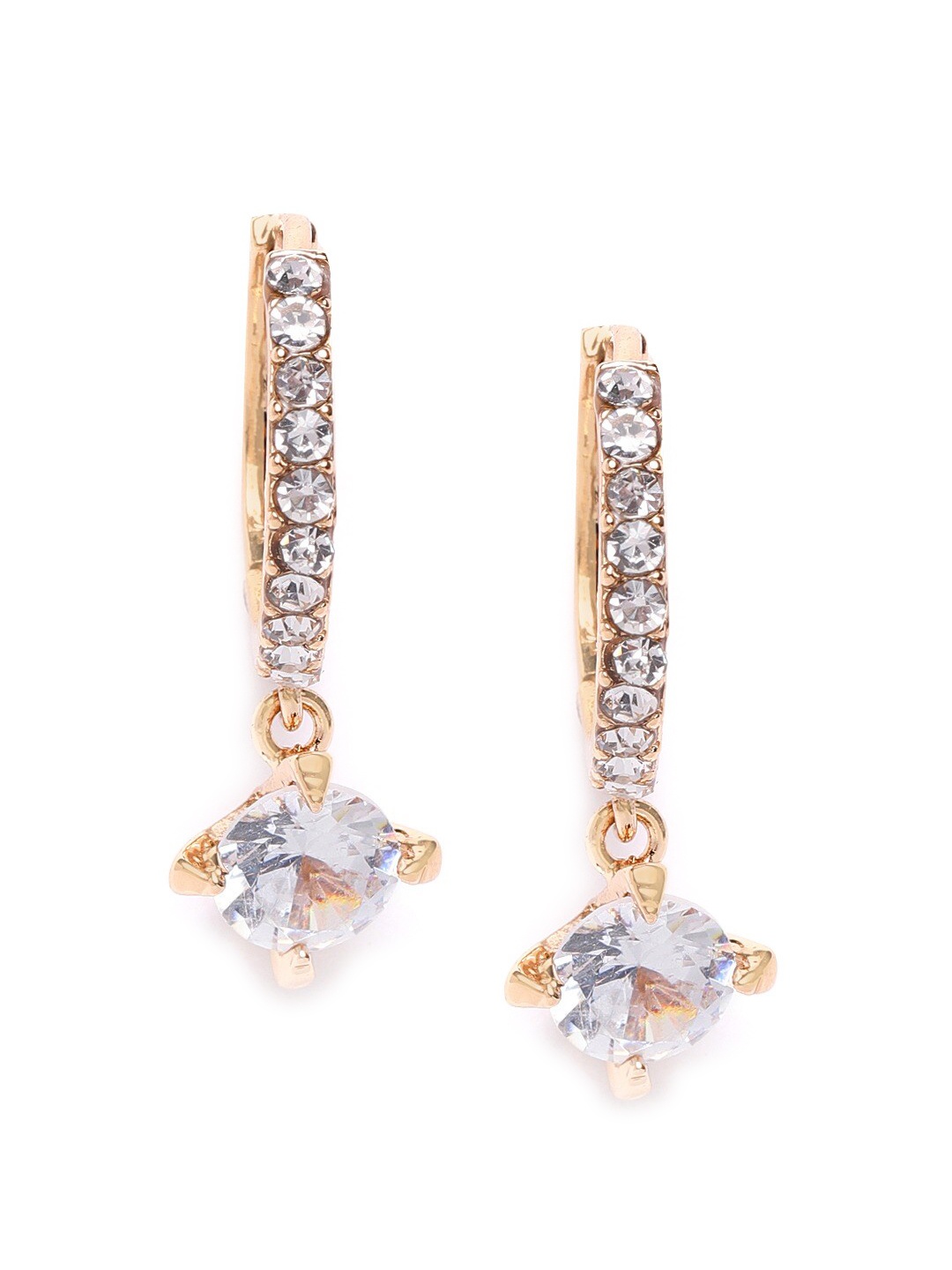 

DressBerry Gold-Plated Stone Studded Circular Hoop Earrings