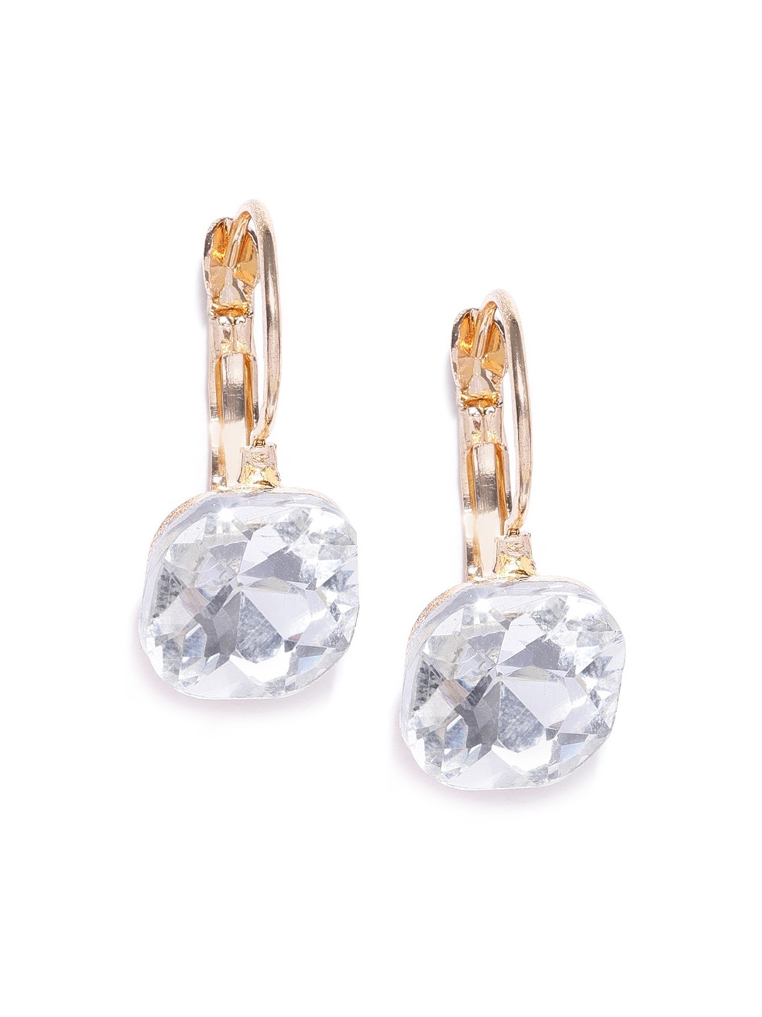 

DressBerry Gold-Plated Artificial Stones Contemporary Drop Earrings