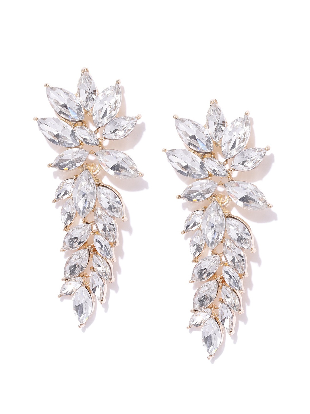

DressBerry Gold-Plated Artificial Stones Contemporary Drop Earrings