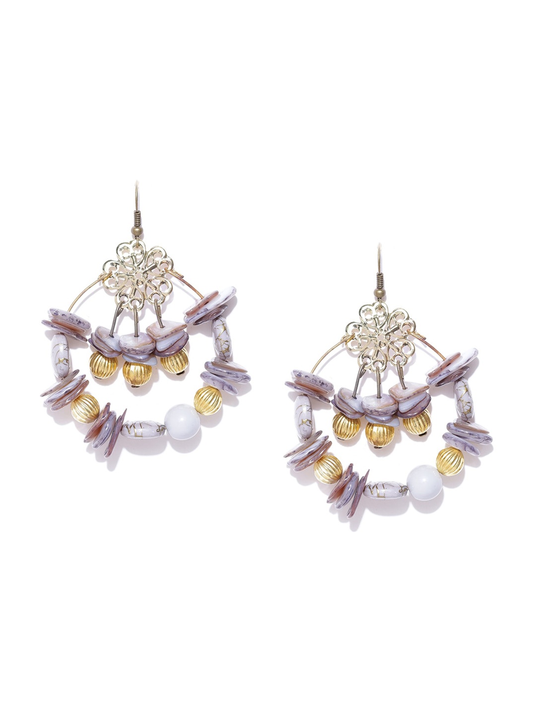 

DressBerry Gold-Plated And Grey Artificial Stones Contemporary Drop Earrings
