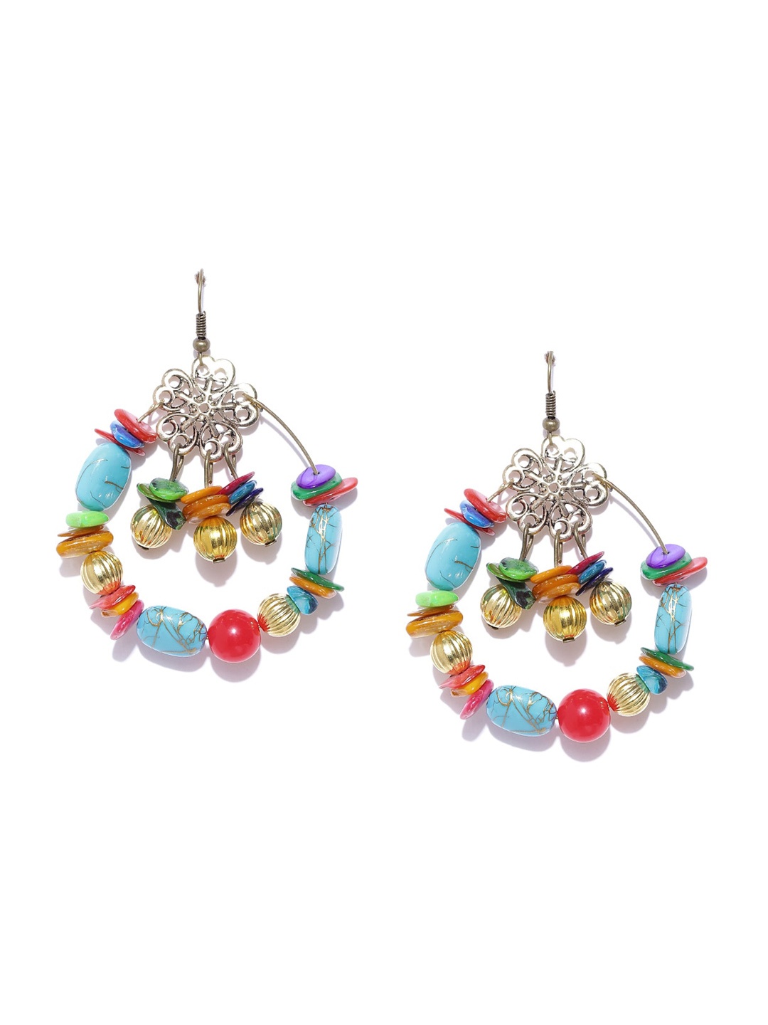 

DressBerry Gold-Plated And Blue Artificial Stones Contemporary Drop Earrings