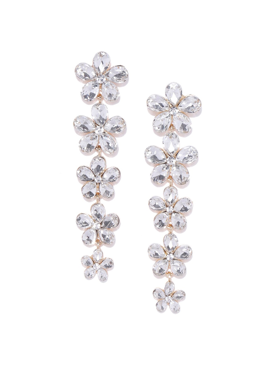

DressBerry Gold-Plated Artificial Stones Contemporary Drop Earrings