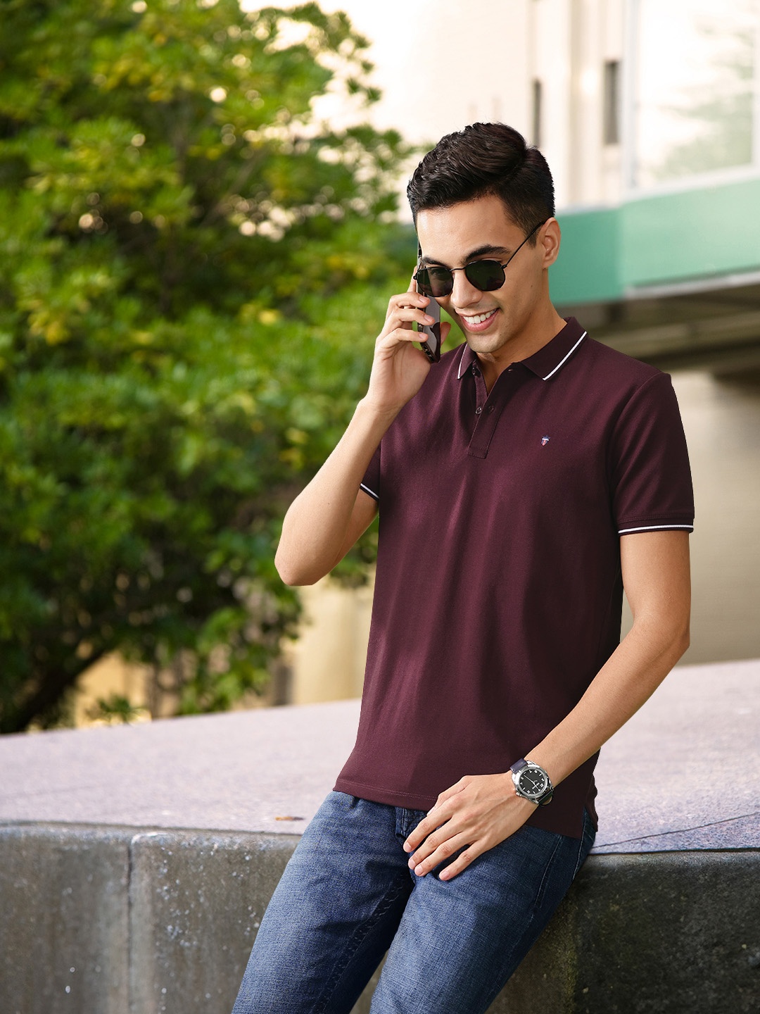 

Louis Philippe Jeans Polo Collar Slim Fit T-shirt, Burgundy