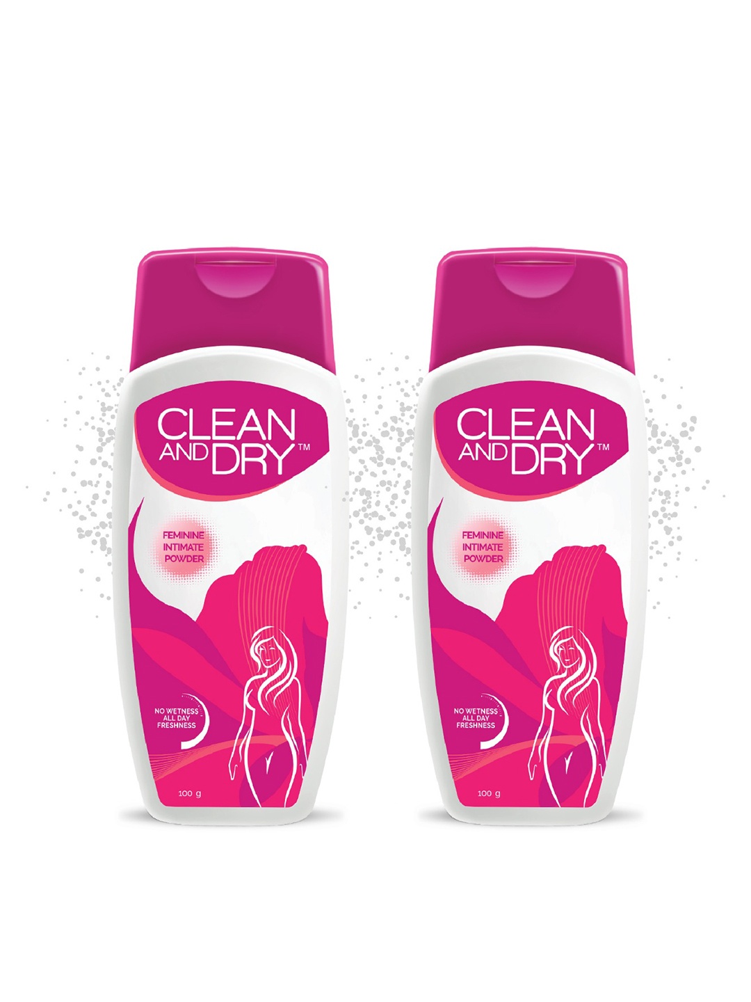 

CLEAN AND DRY Set Of 2 Intimate Powder with Clotrimazole - 100g each, White