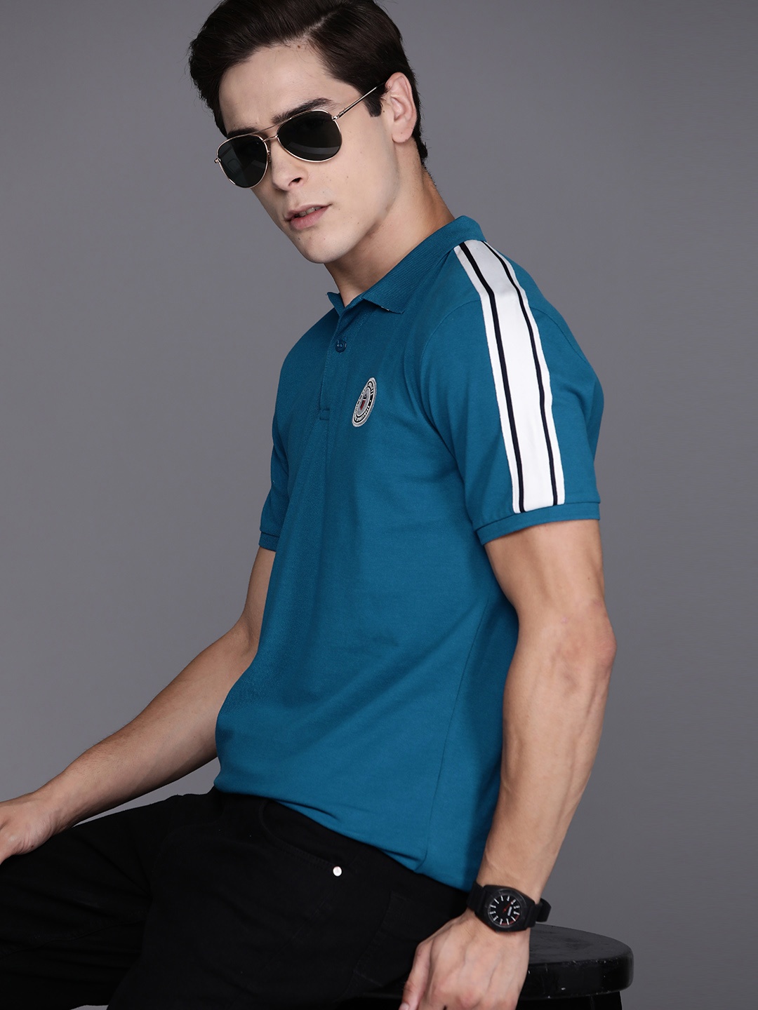 

Louis Philippe Sport Applique Slim Fit Polo Collar T-shirt, Blue