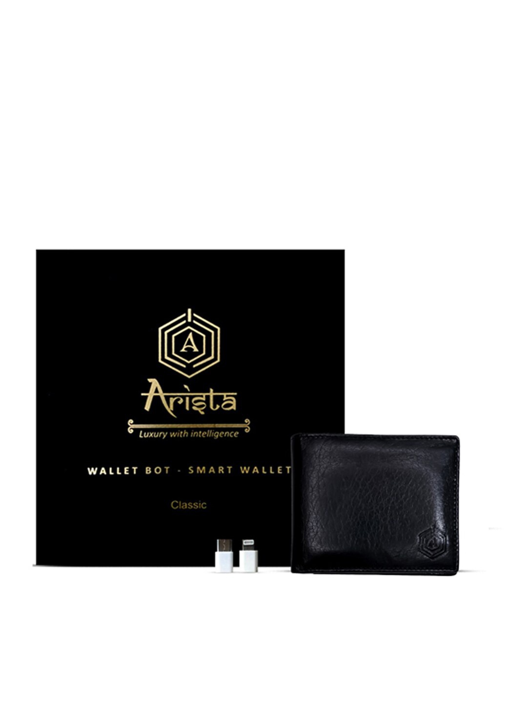 

ARISTA VAULT Men Black Premium Leather Wallet with Inbuilt Powerbank