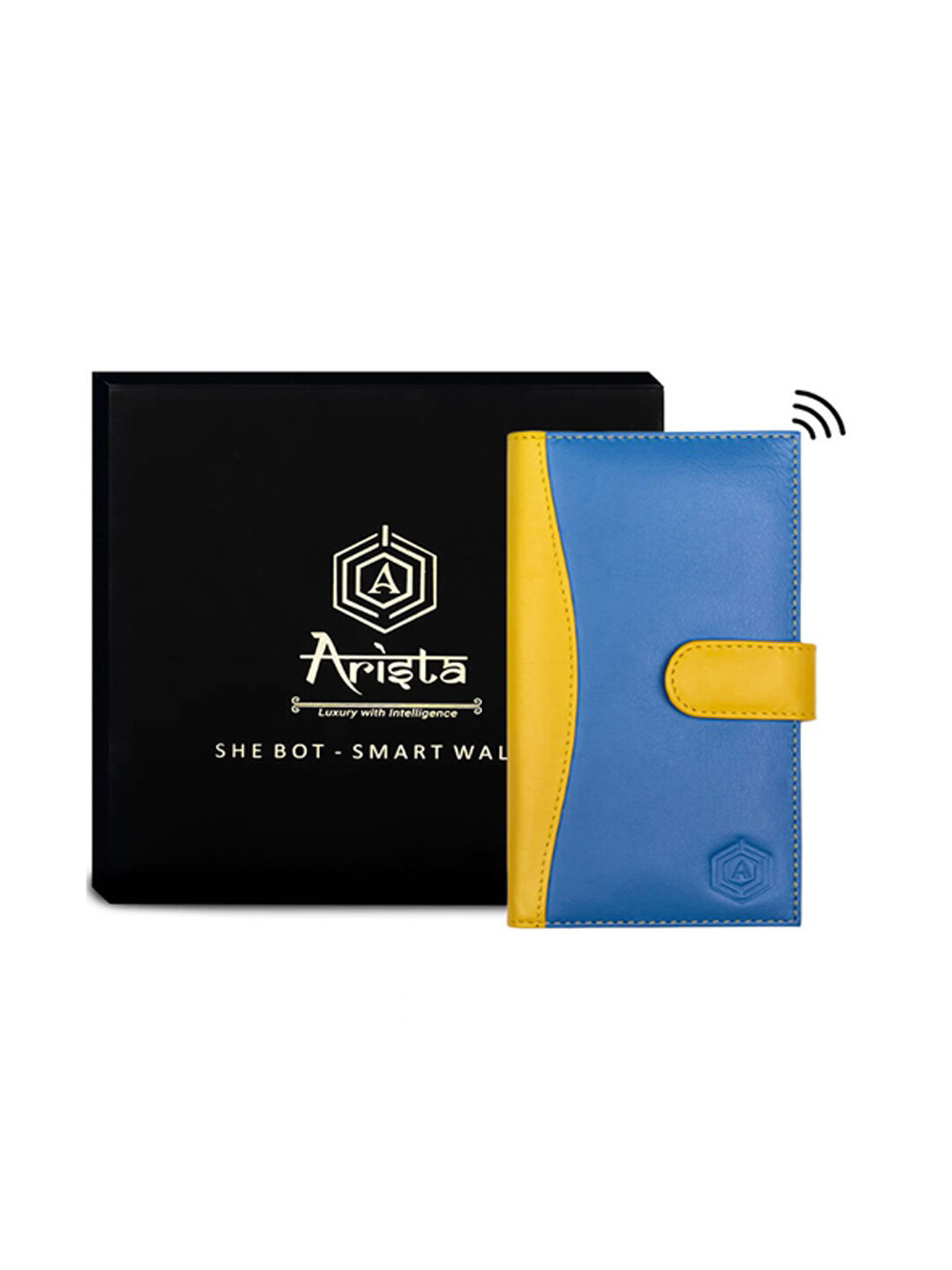 

ARISTA VAULT Women Colourblocked Leather Three Fold Wallet With Location Tracking, Blue