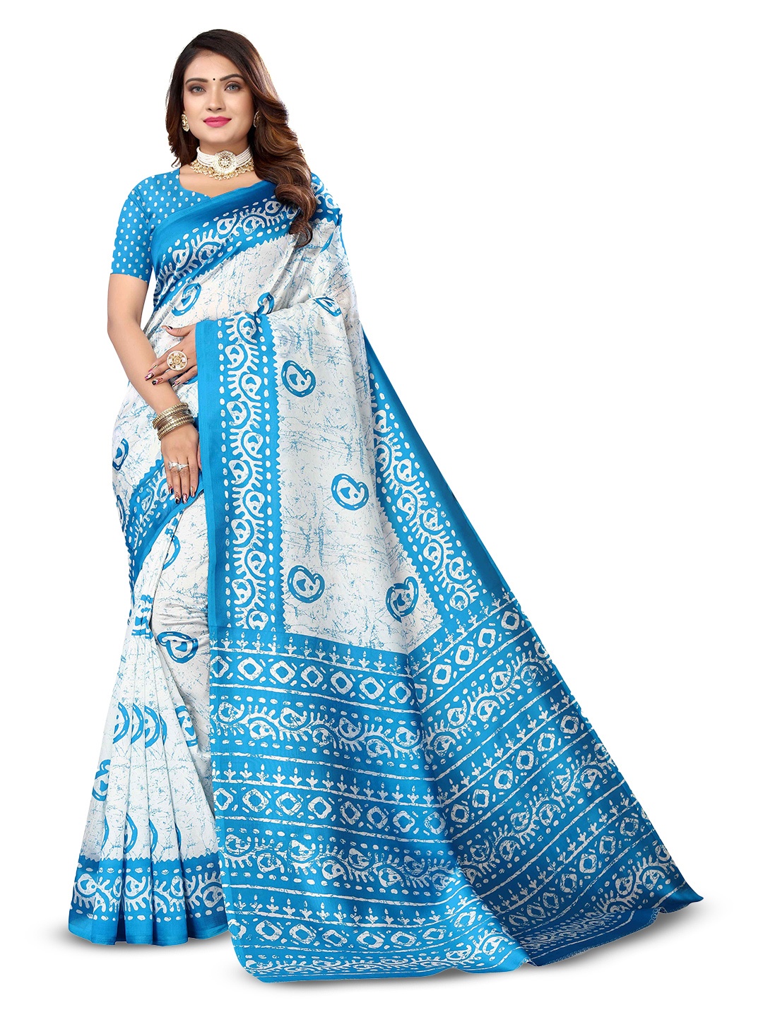 

AADVIKA Paisley Printed Saree, Blue