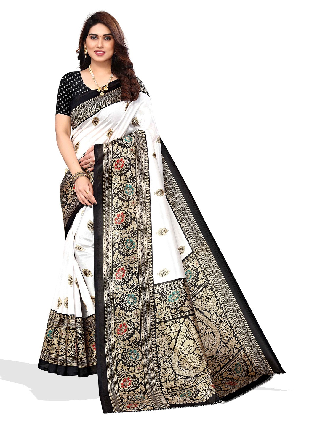 

AADVIKA Ethnic Motifs Bhagalpuri Saree, White
