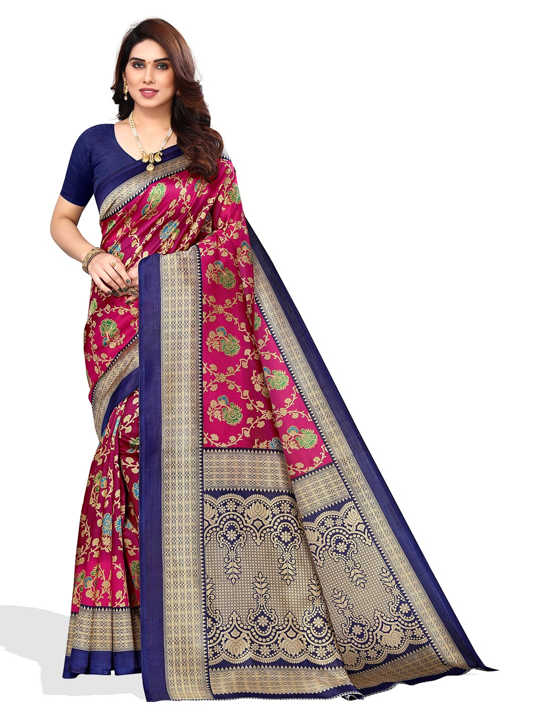 

AADVIKA Ethnic Motifs Bhagalpuri Saree, Pink