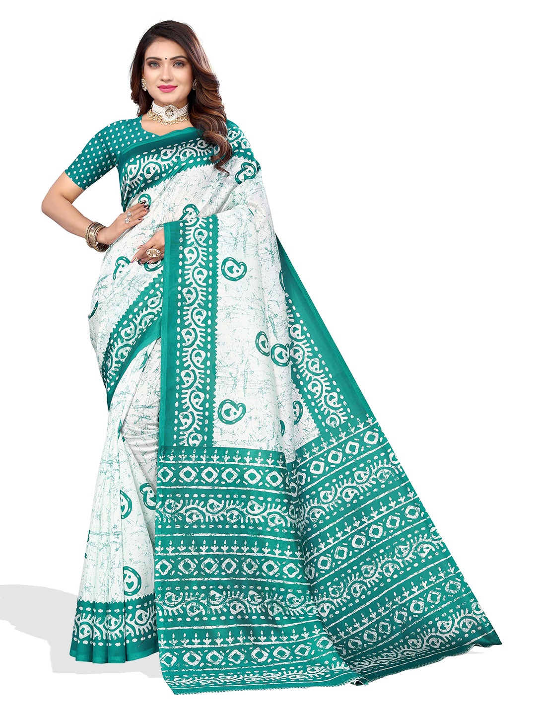 

AADVIKA Ethnic Motifs Bhagalpuri Saree, Blue