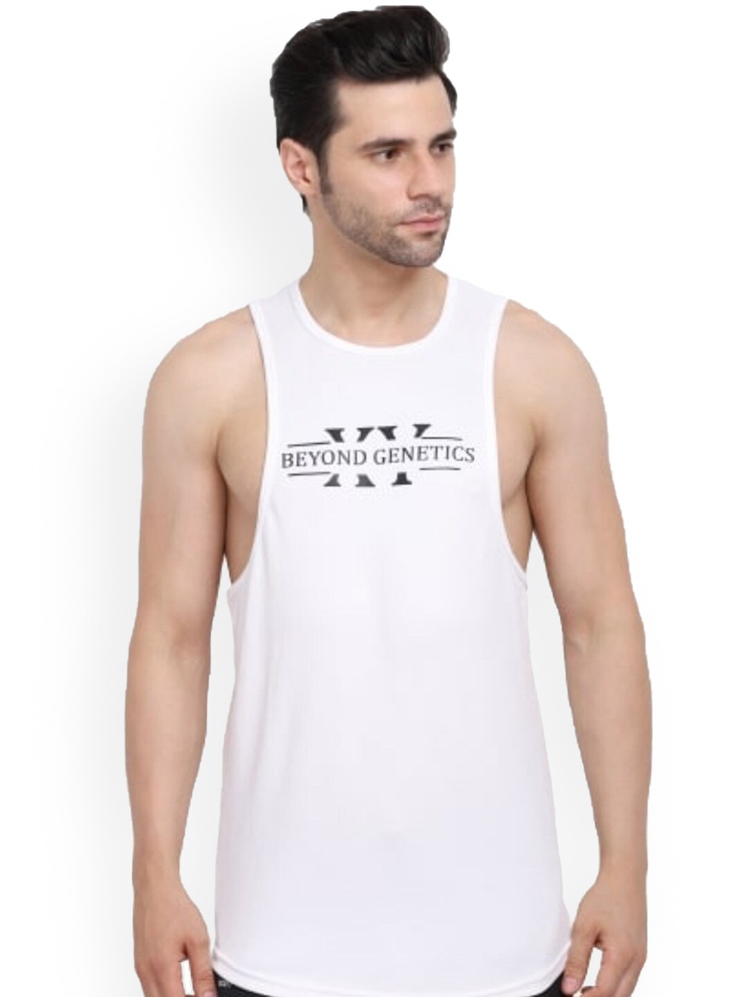 

MASCARI Printed Anti-Microbial Innerwear Gym Vests, White