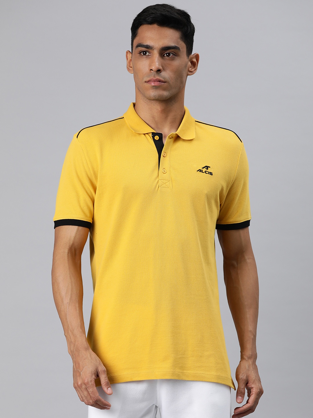 

Alcis Men Polo Collar T-shirt, Yellow