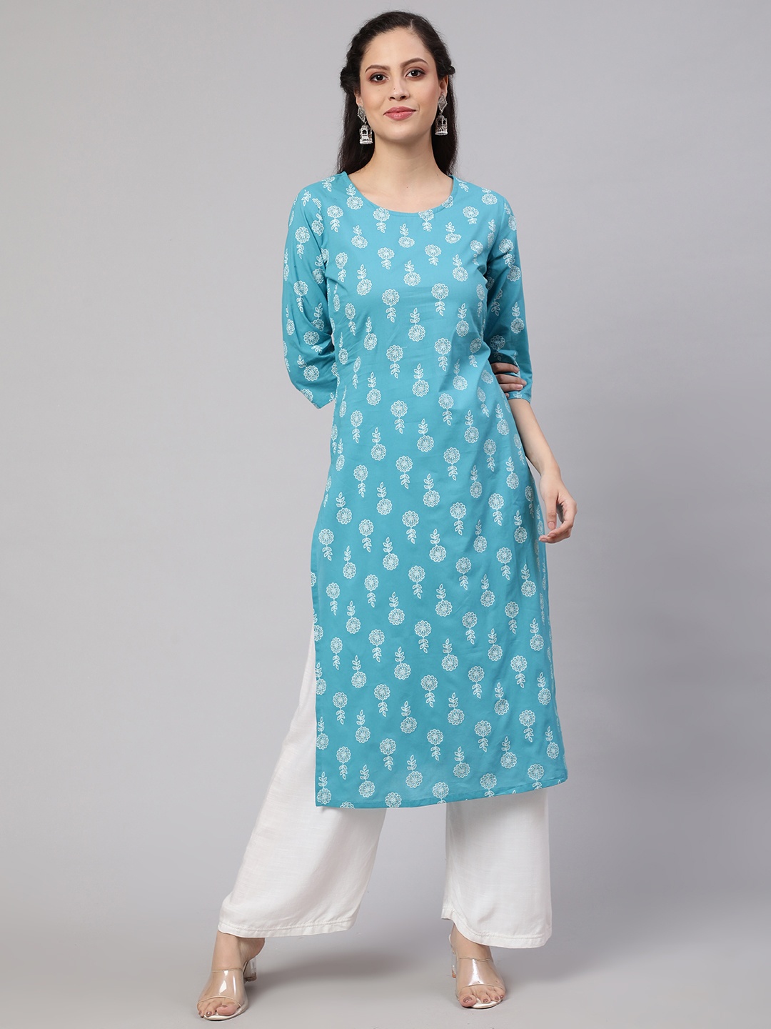 

Nayo Women Ethnic Printed Straight Kurta, Turquoise blue