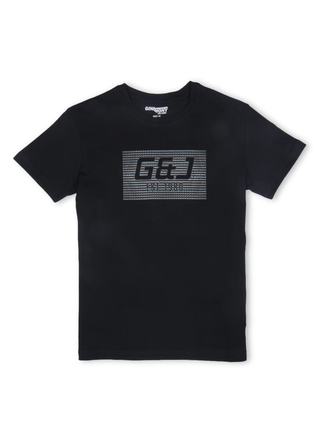 

Gini and Jony Boys Typography Printed Round Neck Cotton T-shirt, Black
