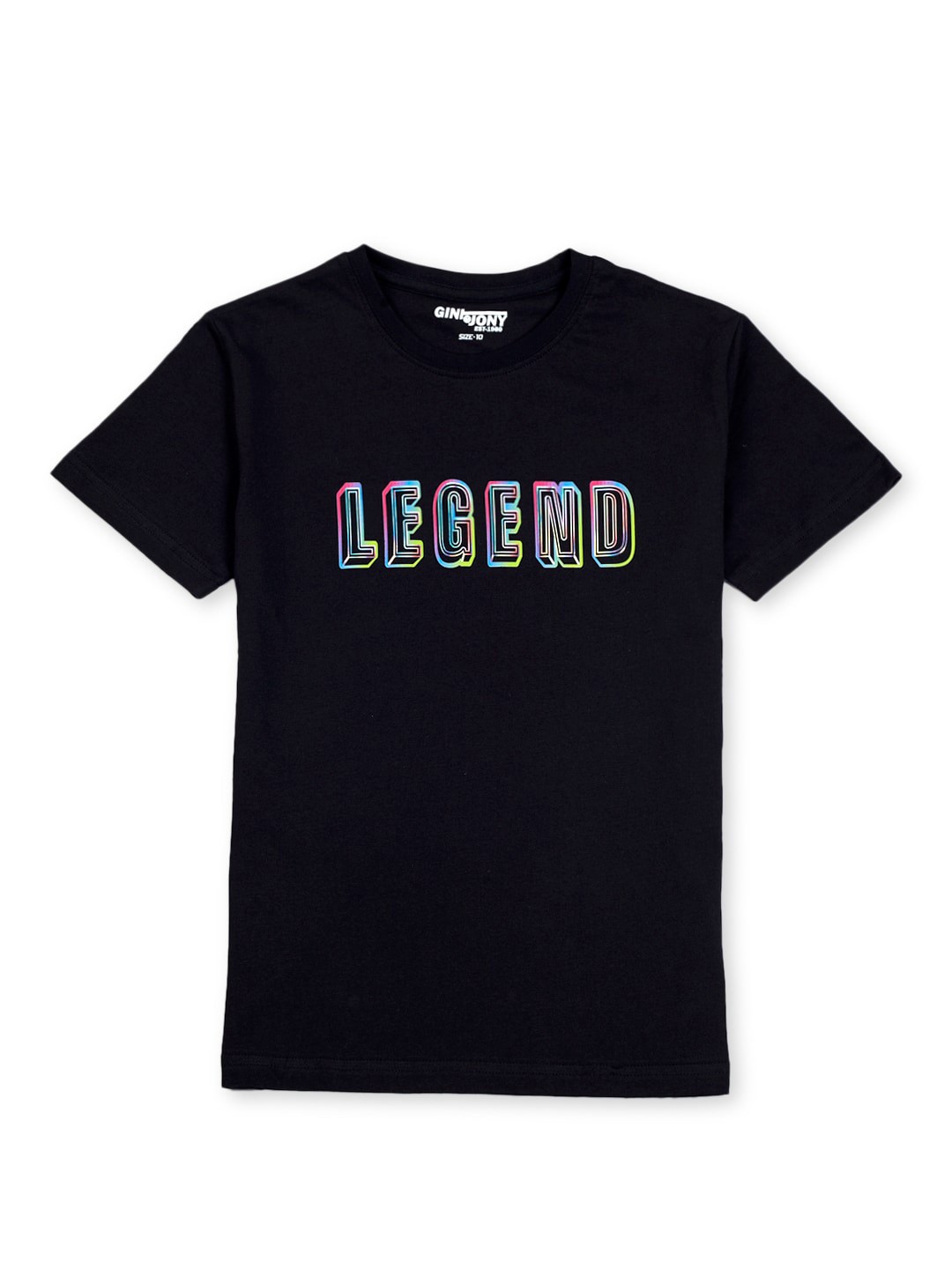 Gini and Jony Boys Typography Printed Pure Cotton T-Shirt, Black