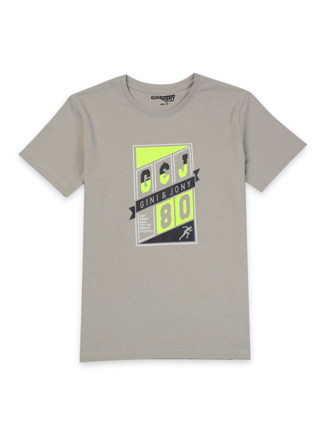 

Gini and Jony Boys Graphic Printed Cotton T-shirt, Grey