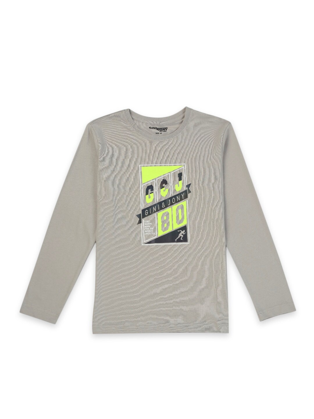 

Gini and Jony Boys Typography Printed Cotton T-shirt, Grey