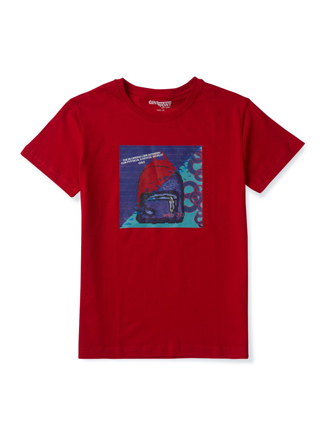 

Gini and Jony Infants Boys Graphic Printed Cotton T-shirt, Red