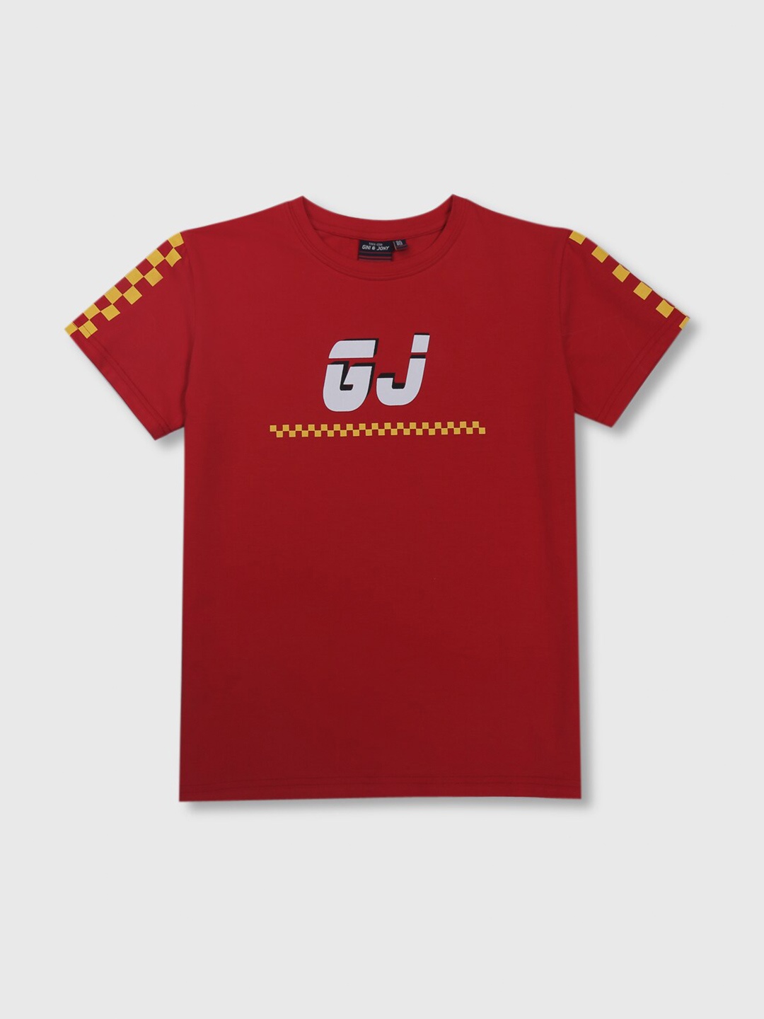 

Gini and Jony Boys Typography Printed Pure Cotton T-shirt, Red