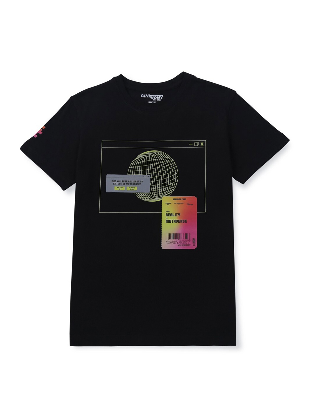 

Gini and Jony Boys Graphic Printed Cotton T-shirt, Black