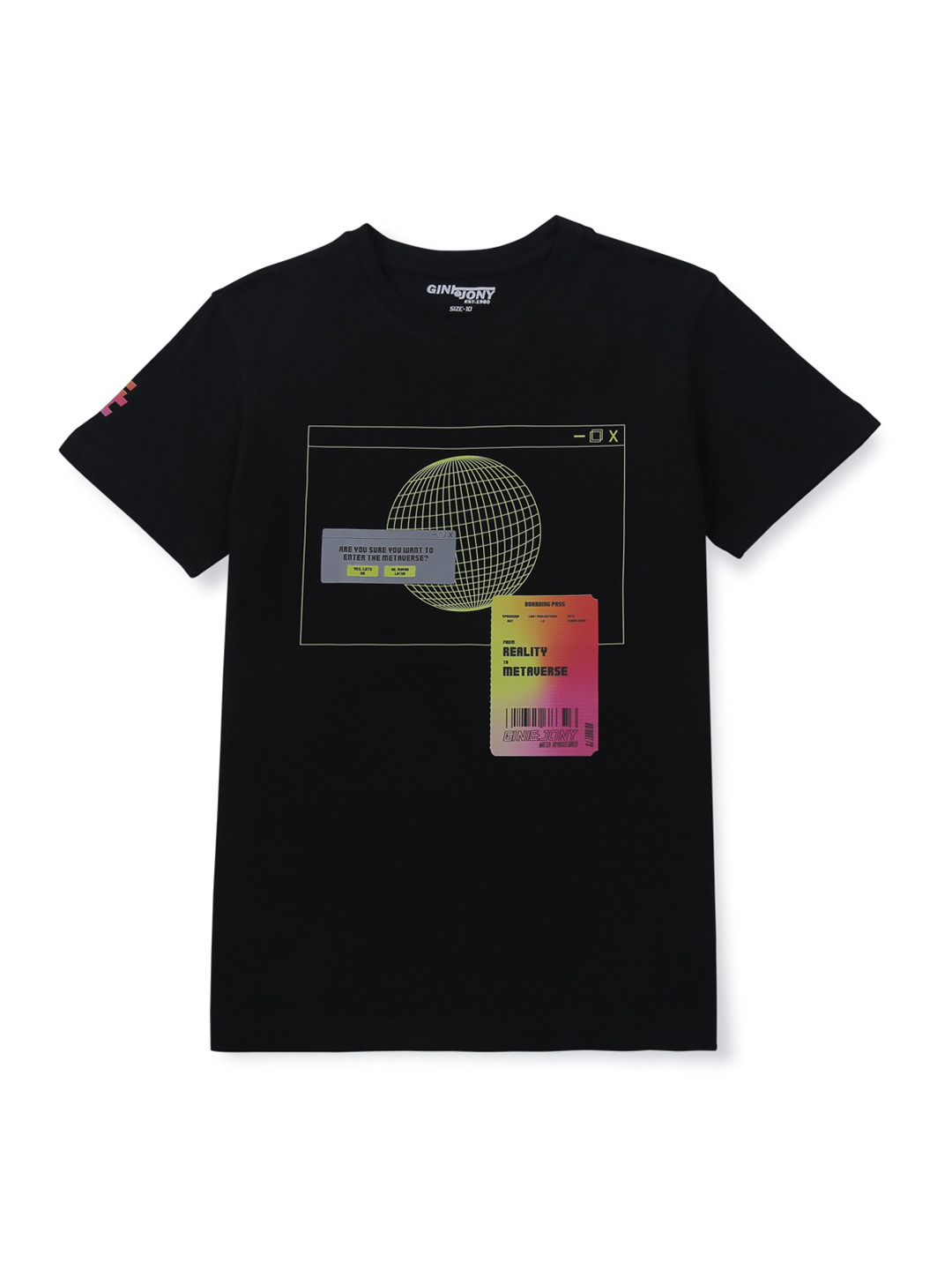 

Gini and Jony Boys Graphic Printed Cotton T-shirt, Black