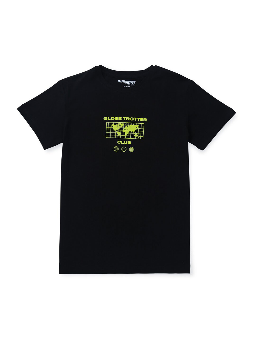 

Gini and Jony Boys Graphic Printed Cotton T-shirt, Black