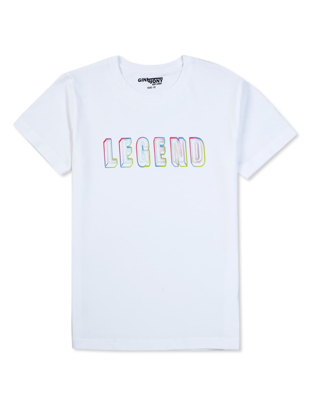 

Gini and Jony Boys Typography Printed Cotton T-shirt, White