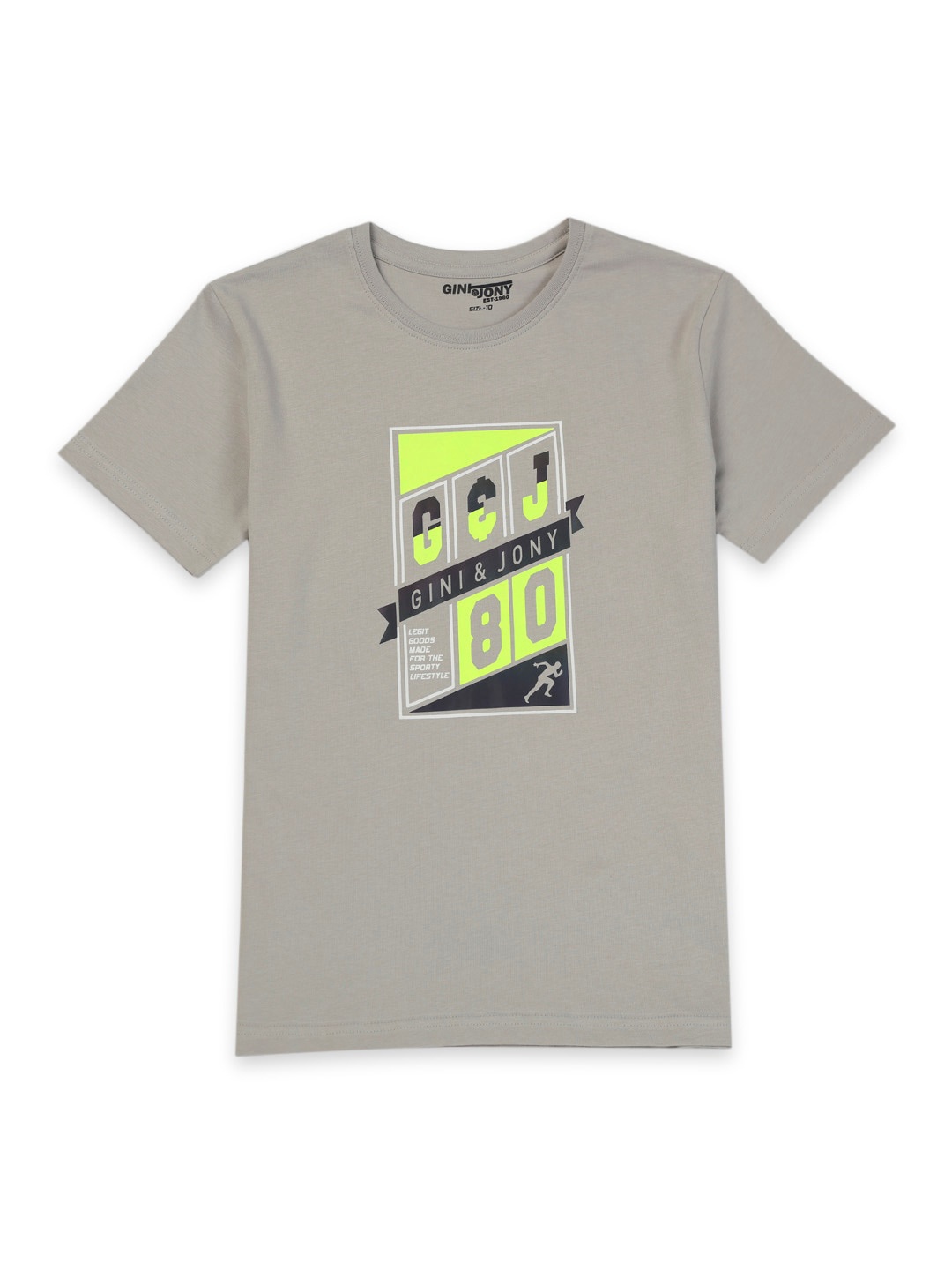 

Gini and Jony Boys Typography Printed Cotton T-shirt, Grey