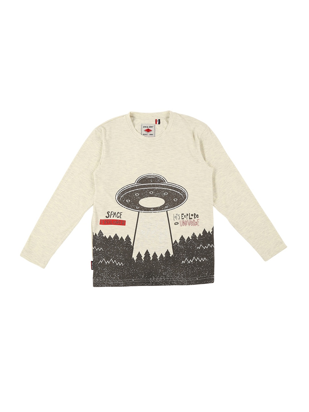 

Gini and Jony Infants Boys Graphic Printed Pure Cotton T-shirt, Off white