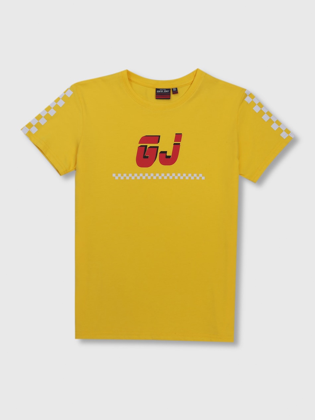 

Gini and Jony Boys Typography Printed Pure Cotton T-shirt, Yellow