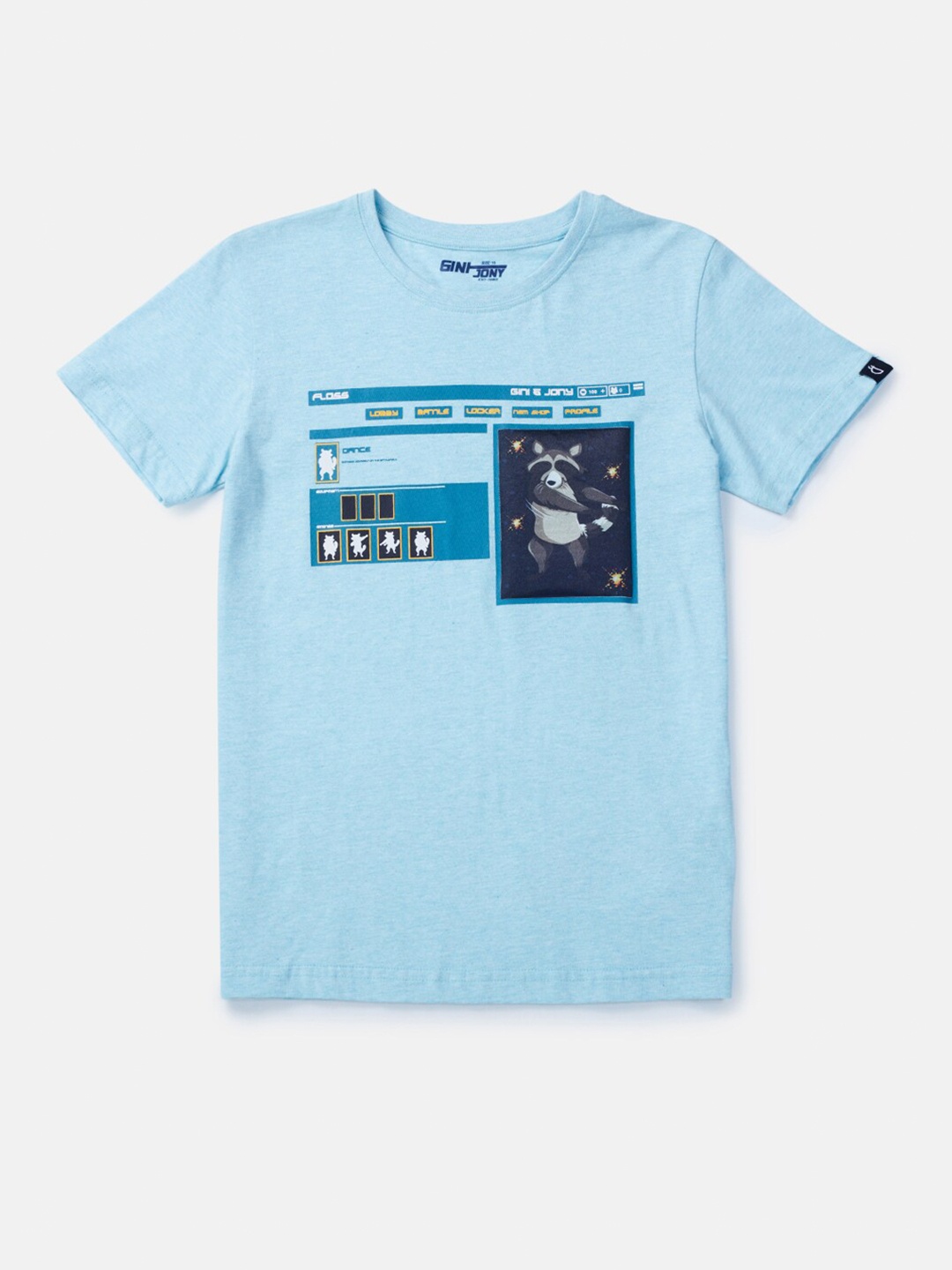 

Gini and Jony Boys Graphic Printed Round Neck Pure Cotton T-shirt, Blue
