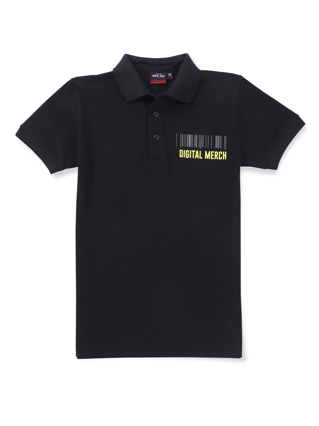 

Gini and Jony Boys Polo Collar Cotton T-shirt, Black