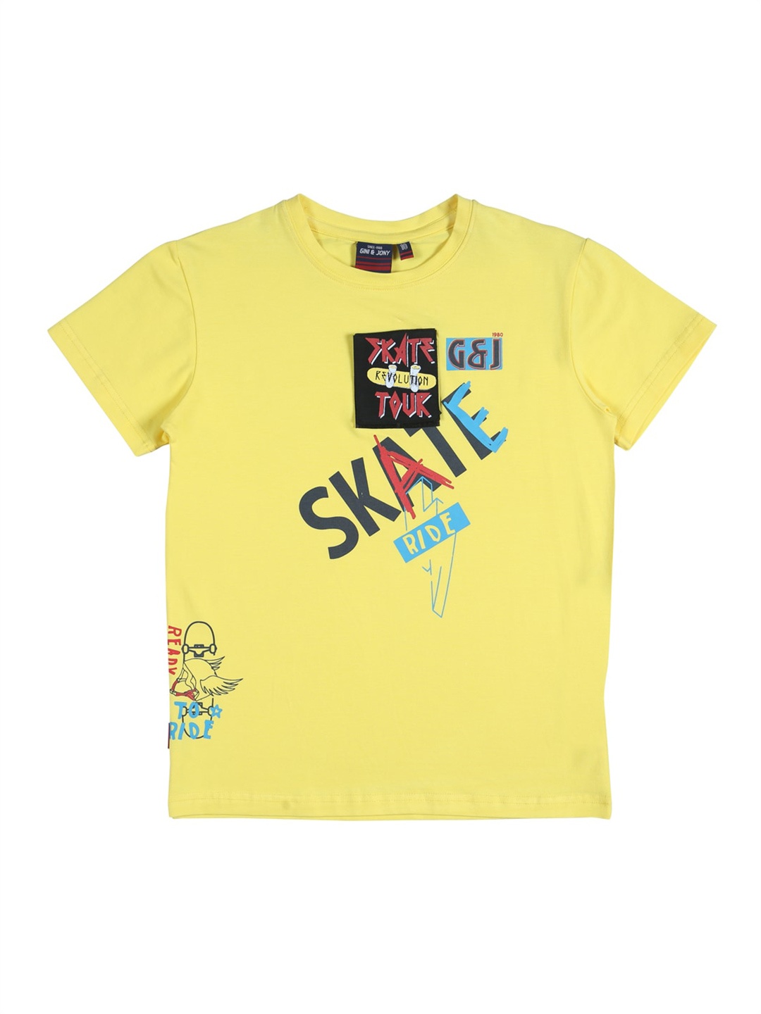 

Gini and Jony Boys Typography Printed Pure Cotton T-shirt, Yellow