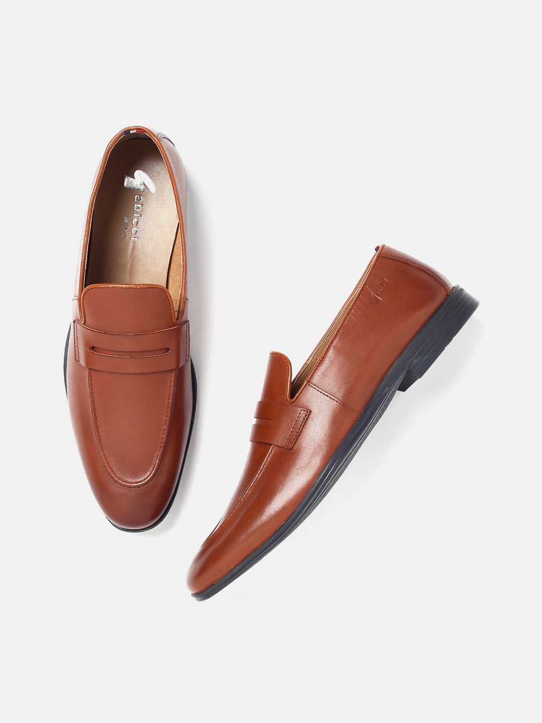 

GABICCI Men Textured Leather Formal Loafers, Tan