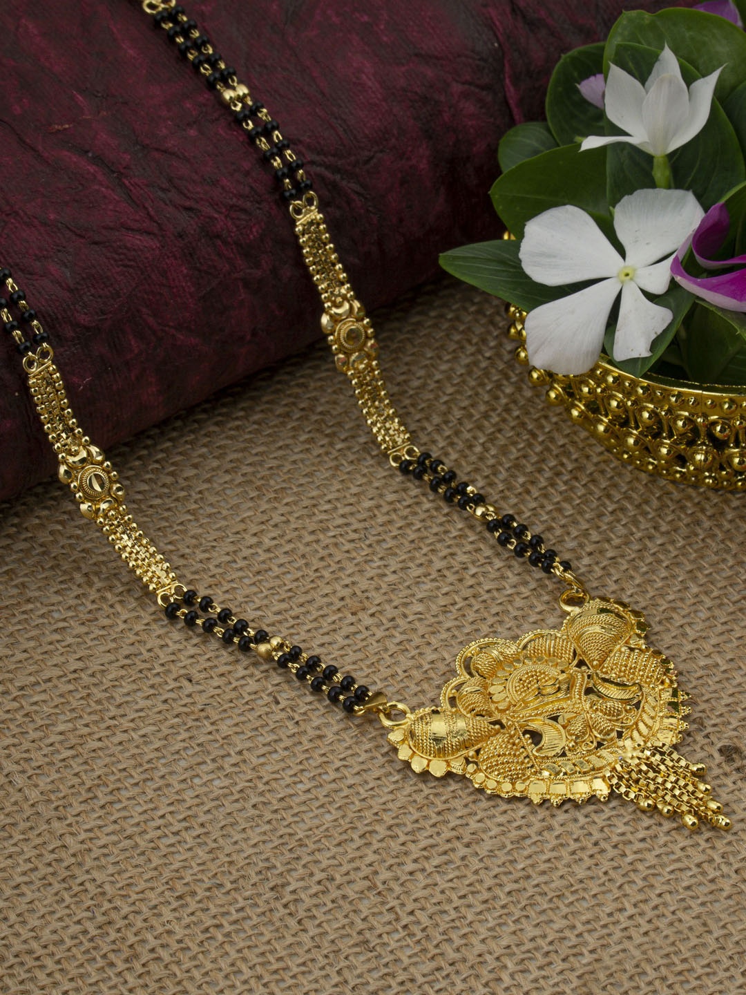 

Ramdev Art Fashion Jwellery Gold-Plated Beaded Mangalsutra