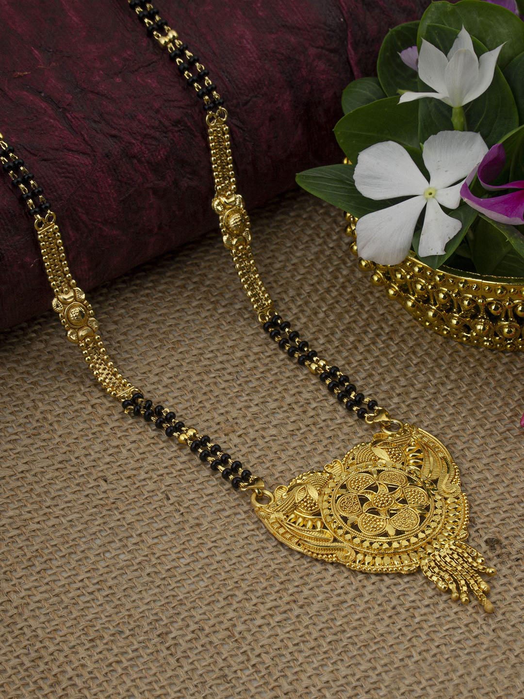 

Ramdev Art Fashion Jwellery Gold-Plated Beaded Mangalsutra