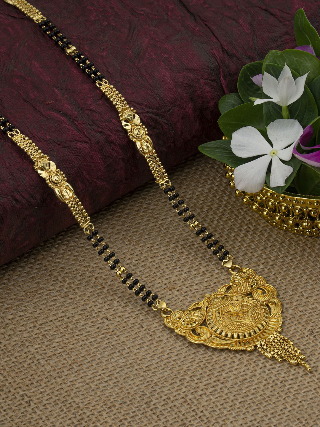 

Ramdev Art Fashion Jwellery Gold-Plated Beaded Mangalsutra